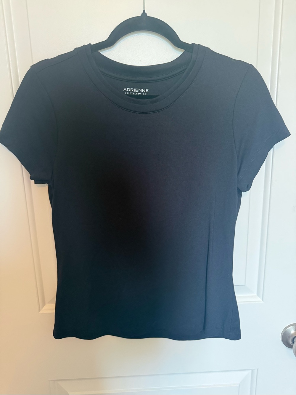 Adrienne Vittadini Black Short-Sleeve Crewneck Tee